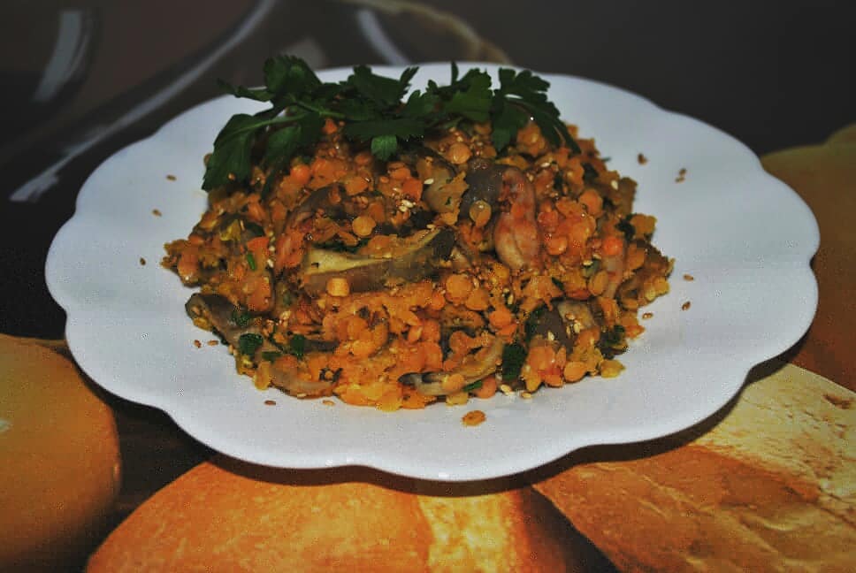 Чечевица с грибами, постное меню