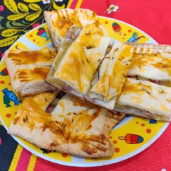 Слоёный тонкий пирог с картошкой и ветчиной 🥧🥓