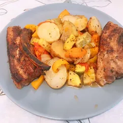 Свиные рёбрышки с овощами