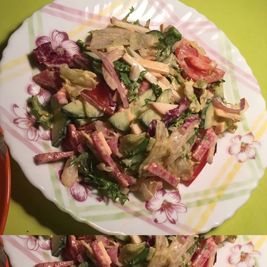 Мюнхенский салат с сельдью и горошком