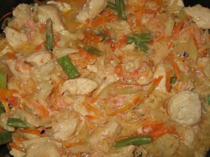 Куриное рагу с овощами и рисом