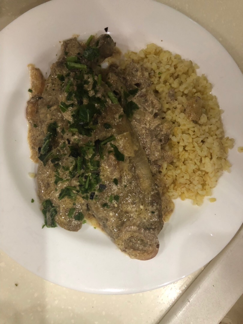Говяжья печень отбивные с булгуром👍🏻👌