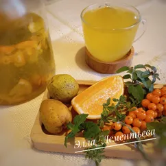 Согревающий напиток из апельсина, айвы, облепихи и душистых трав