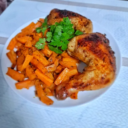 Батат с курицей в духовке