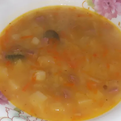 Гороховый суп с тушеной капустой
