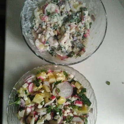Салат с редисом, фасолью и перцем