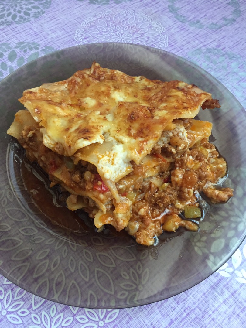 Лазанья с мясом и овощами