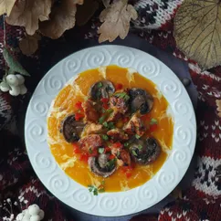 Тыквенный суп с курицей и грибами🍁