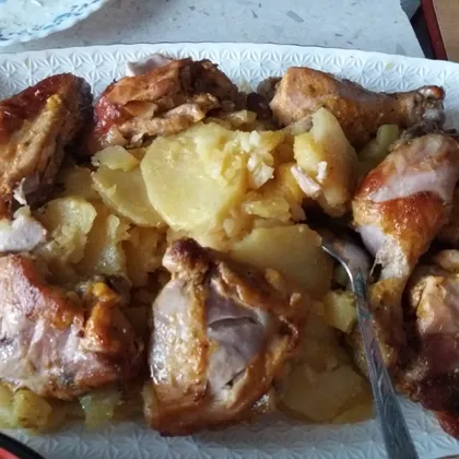 Курица с картошкой и куркумой в рукаве