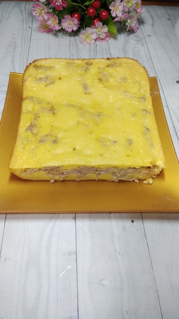 Заливной манный пирог с фаршем