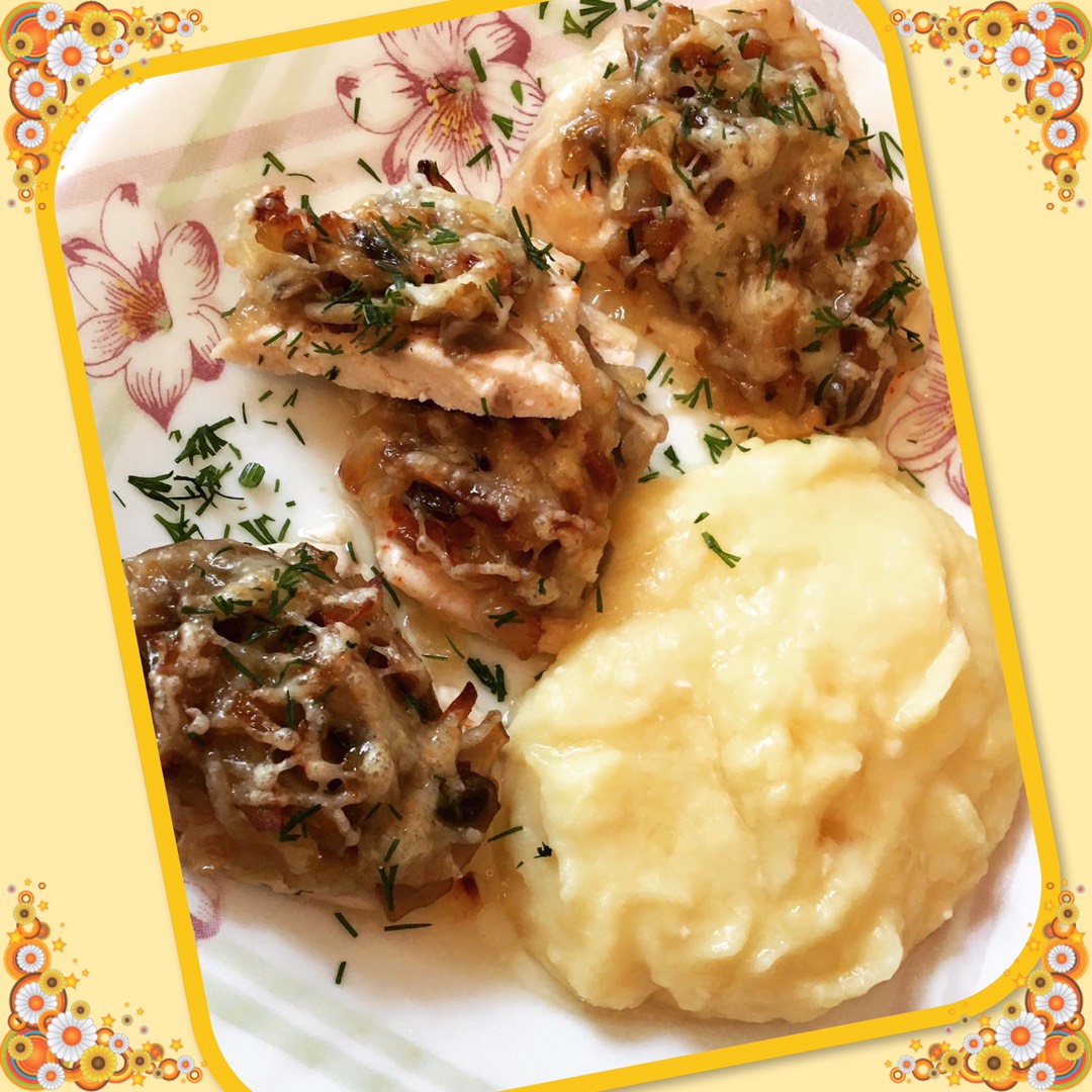 Грибы в духовке с сыром и курицей – пошаговый рецепт приготовления с фото