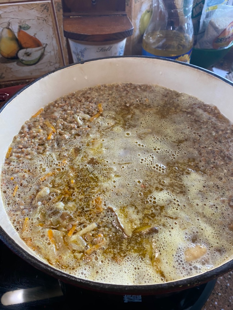 Гречка с грибами и домашней тушёнкой