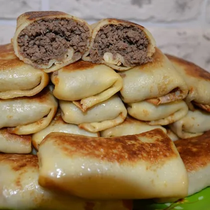 Блинчики с варёным мясом