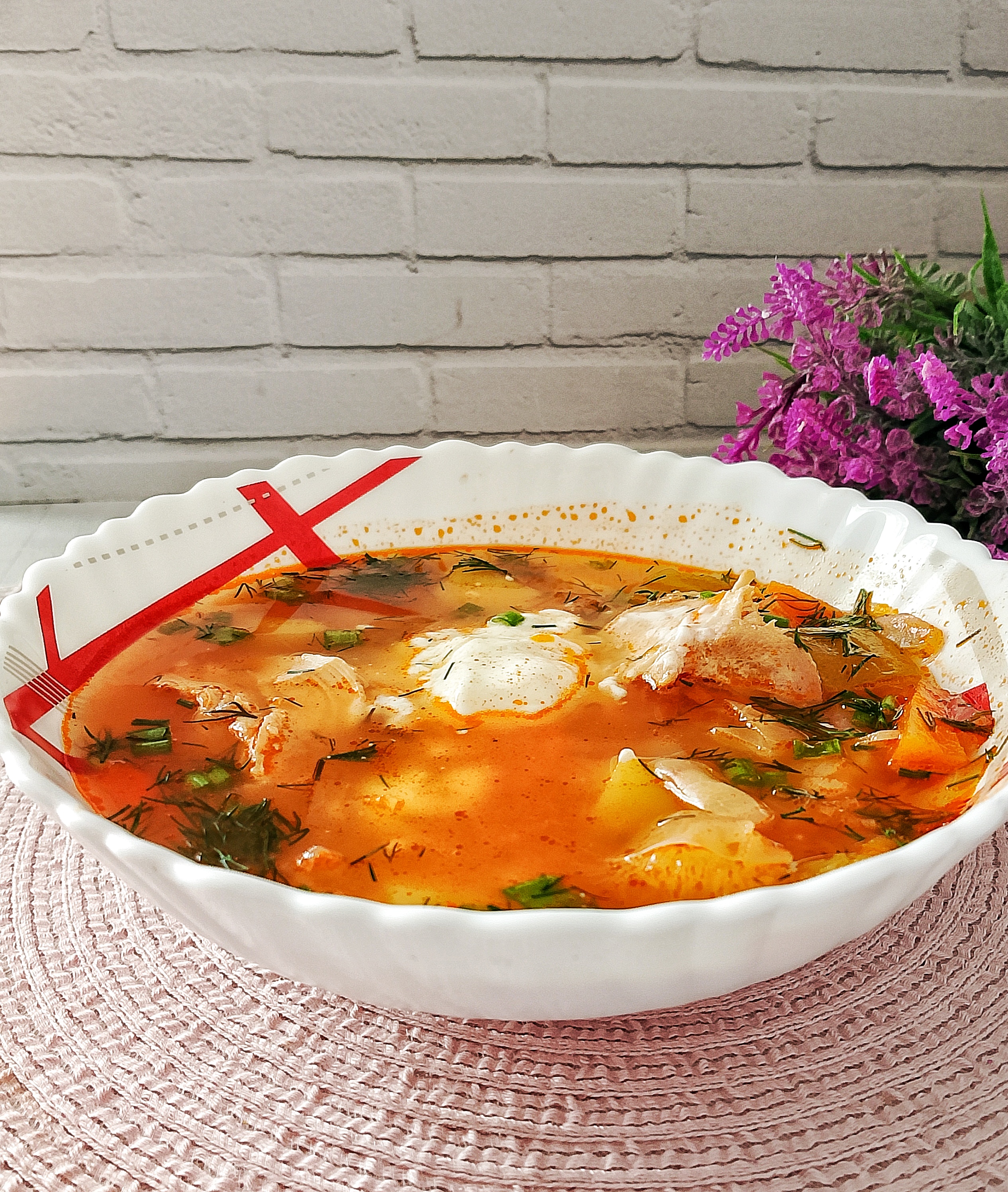 Лёгкий овощной суп с курицей