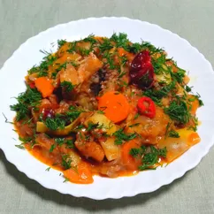 🐟Минтай с морковью, луком и стручковой фасолью