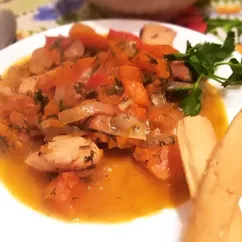 Тыква, тушеная с мясом и овощами