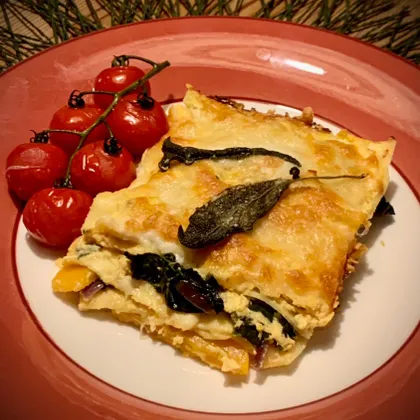 Тыквенная лазанья с чёрной капустой (Cavolo Nero) и четырьмя видами сыра 🇮🇹