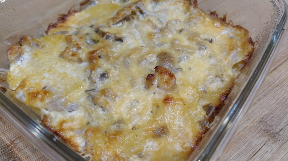Картофельный гратен с вешенкой