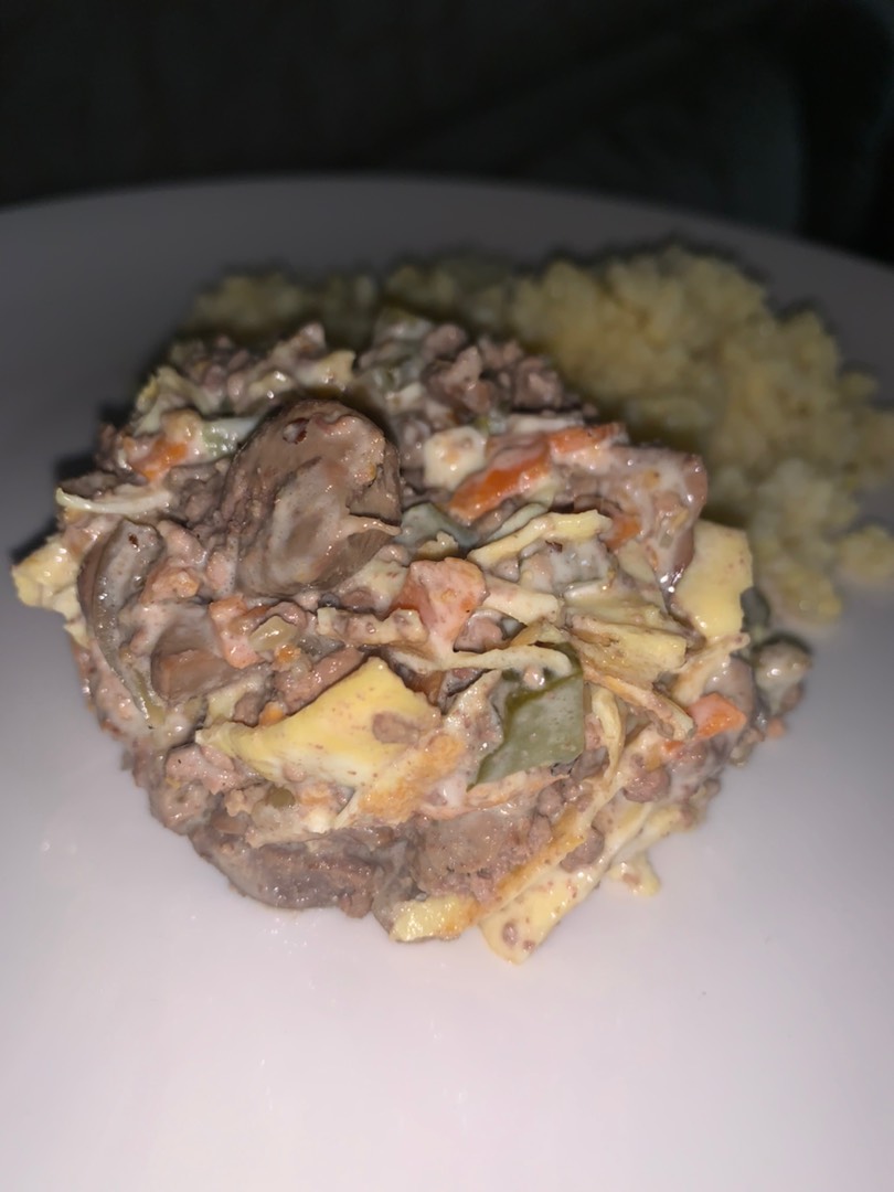 Салат тёплый из куриной печени
