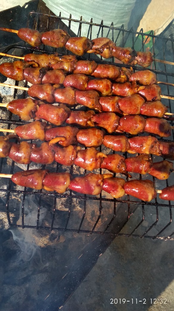 Шашлык из куриных сердечек
