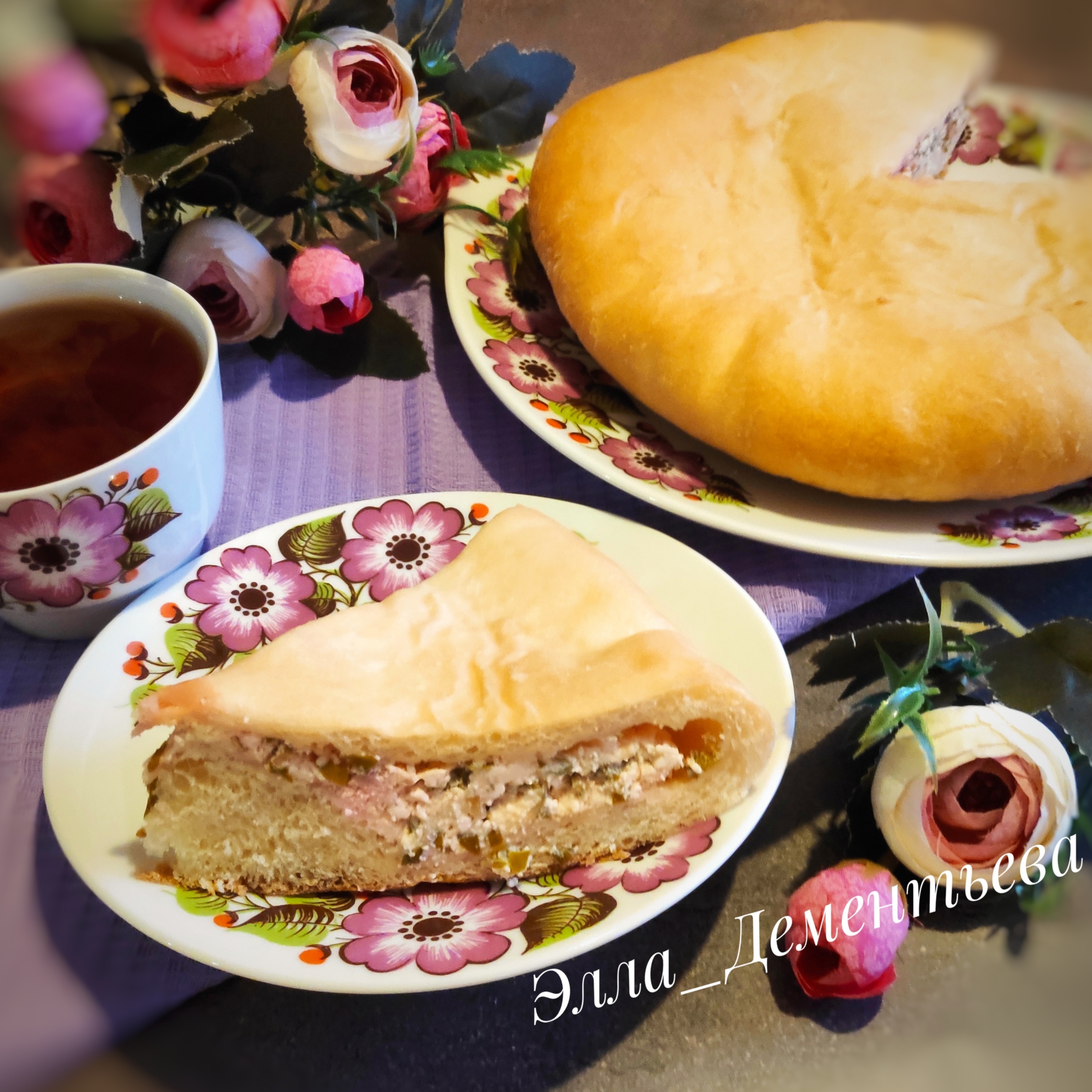Осетинский пирог с творогом и мангольдом