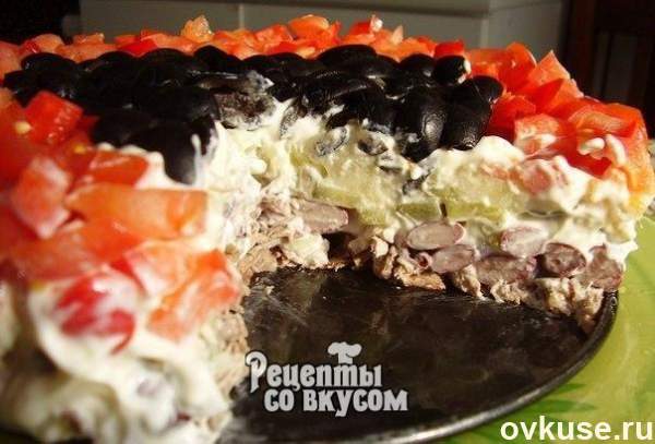 Мясной салат Коварство и любовь - пошаговый рецепт