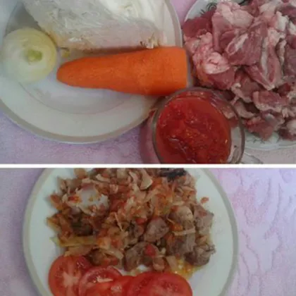 Тушеное мясо с капустой