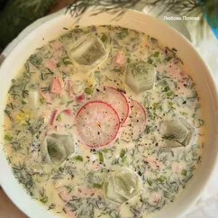 Окрошка с таном и сметаной 