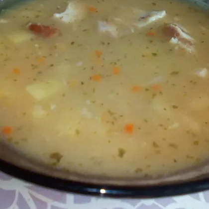 Супер-простой гороховый суп с копченой курочкой
