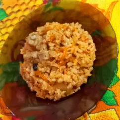 Плов со свиной грудинкой в сковородке