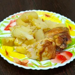 Курица с картофелем в рукаве