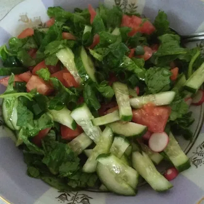 Салат из свежих овощей с зеленью