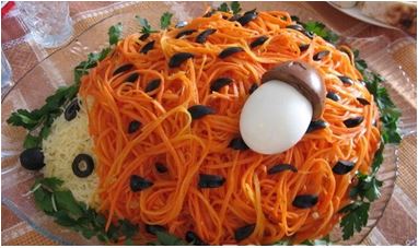 Салат Ежик с корейской морковью — пошаговый рецепт | GOTOVIM