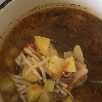 Суп «Домашняя лапша с грибами»