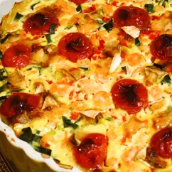 Киш с креветками и помидорами черри. Quiche mit Garnelen und Kirschtomaten