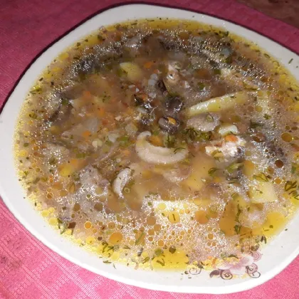 Гречневый суп с курицей и грибами