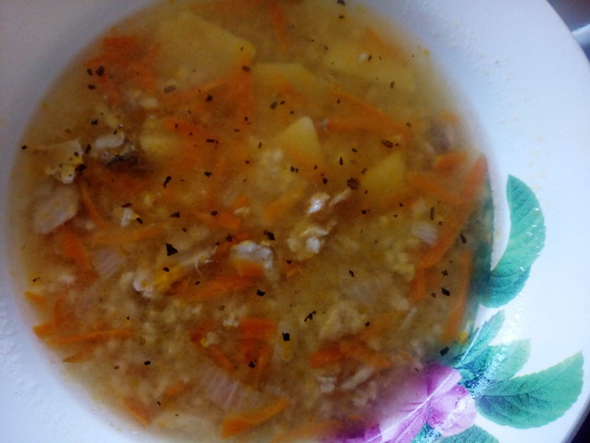 Суп с рисом и пшеном на бульоне из индейки