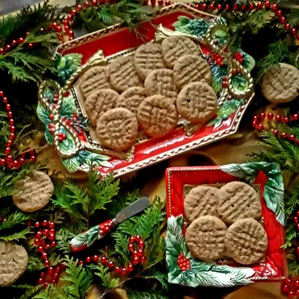 Новогодняя выпечка - печенье с арахисовой пастой 🎄