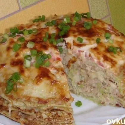 Кабачково-сырный тортик с мясом