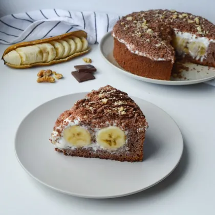 Шоколадный пирог с бананово-сливочной начинкой