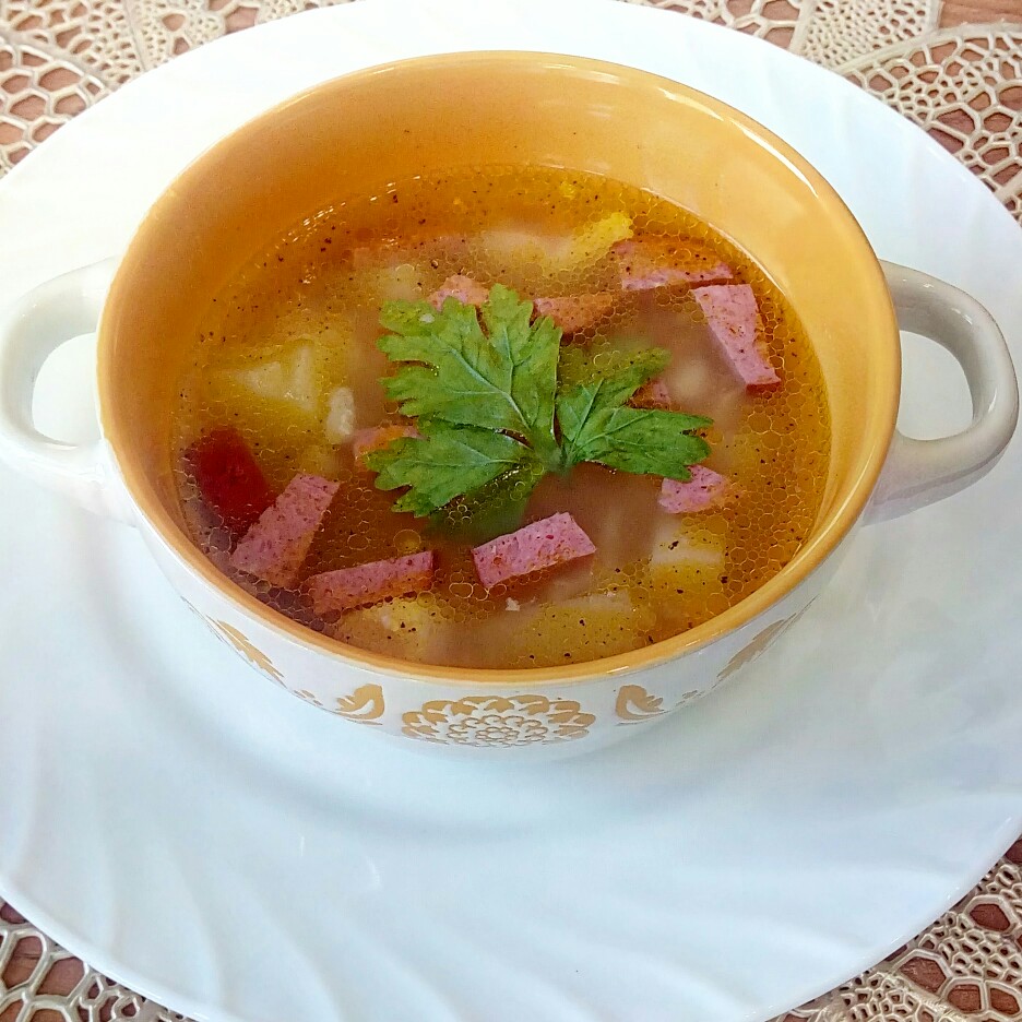 Суп гороховый с полу копчёной колбасой от TEGEN