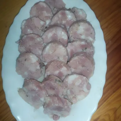 Домашняя колбаса из свинины с курицей