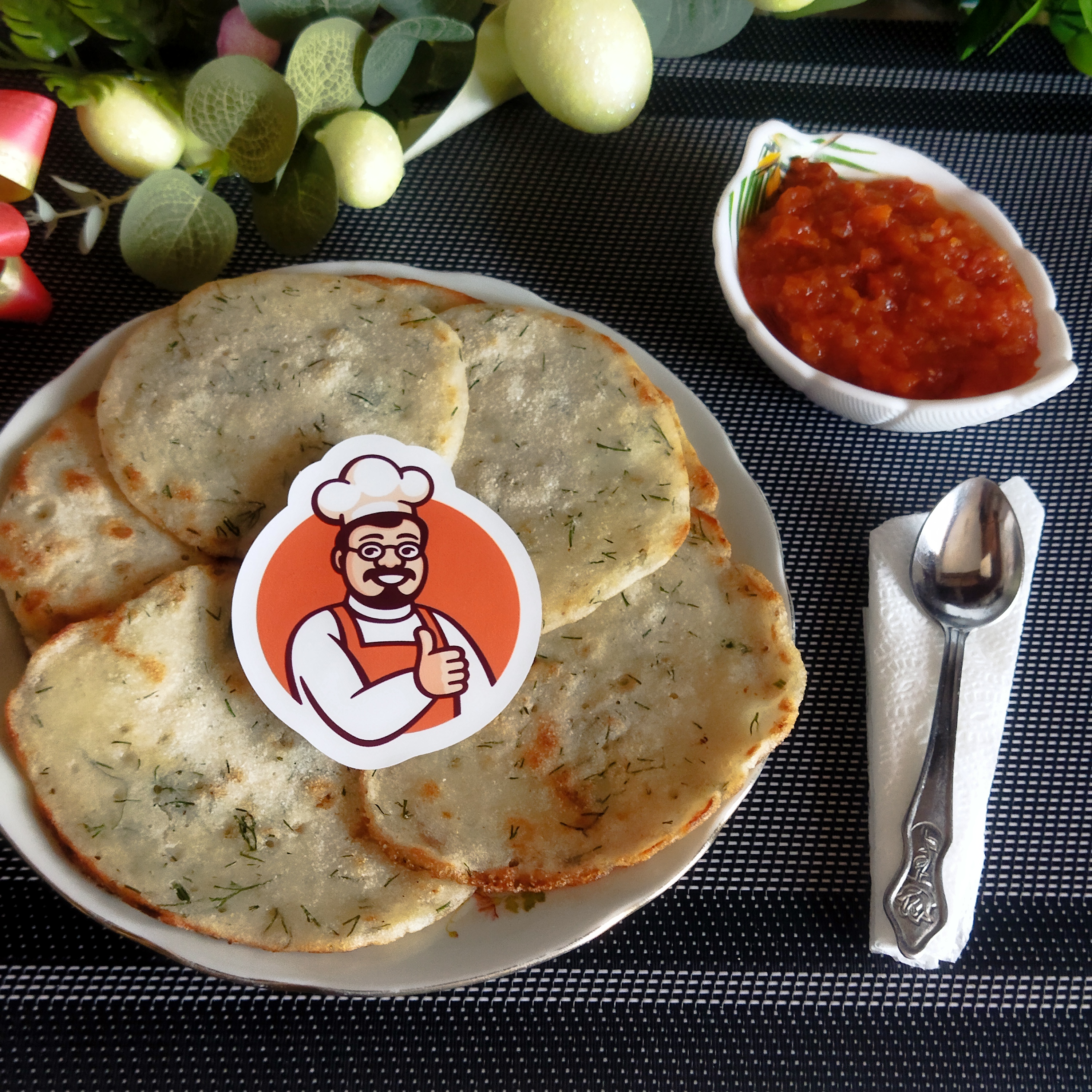 Блинчики манные постные на дрожжах с укропом