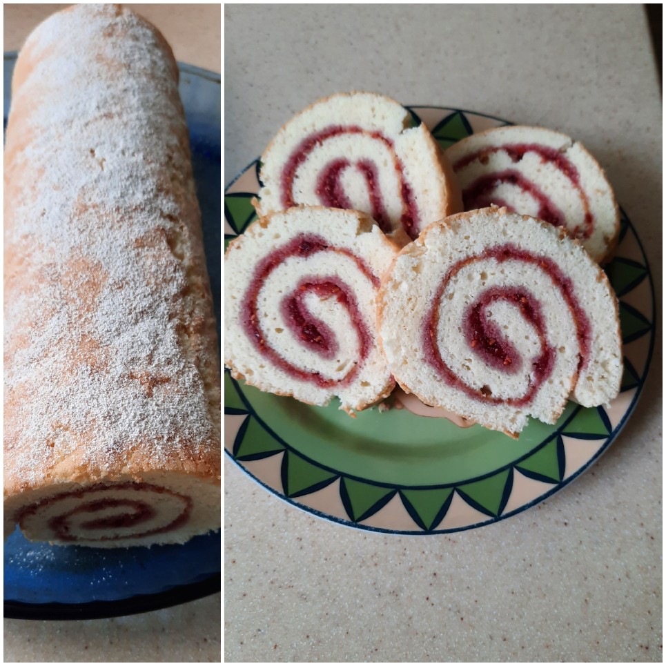 Бисквитный рулет с малиной🍓