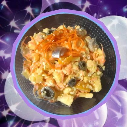 Салат с картофелем, морковью по-корейски и сельдью
