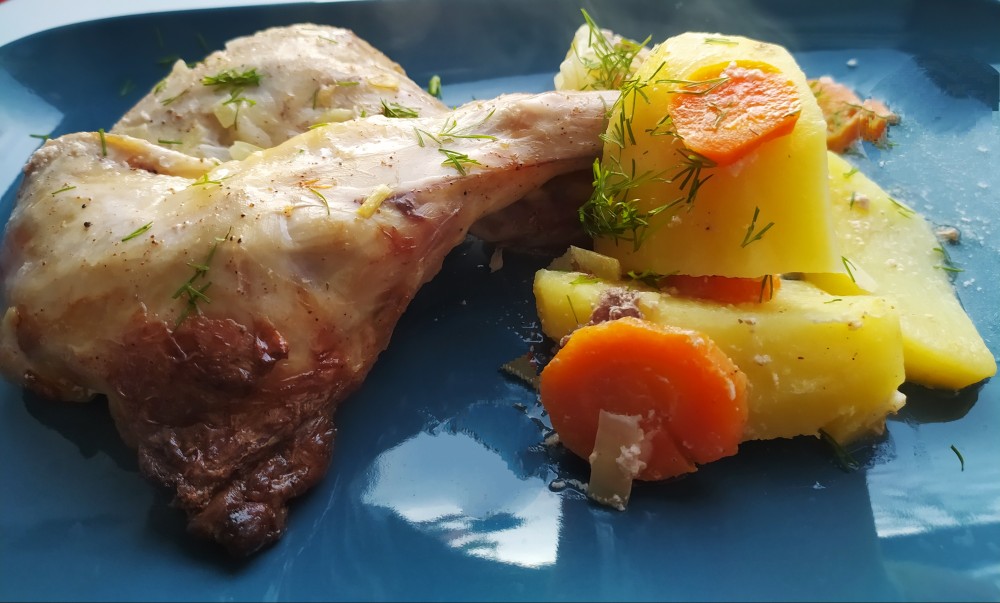 Мясо кролика с картофелем, запеченное в рукаве, пошаговый рецепт с фото от автора ilnurovnae