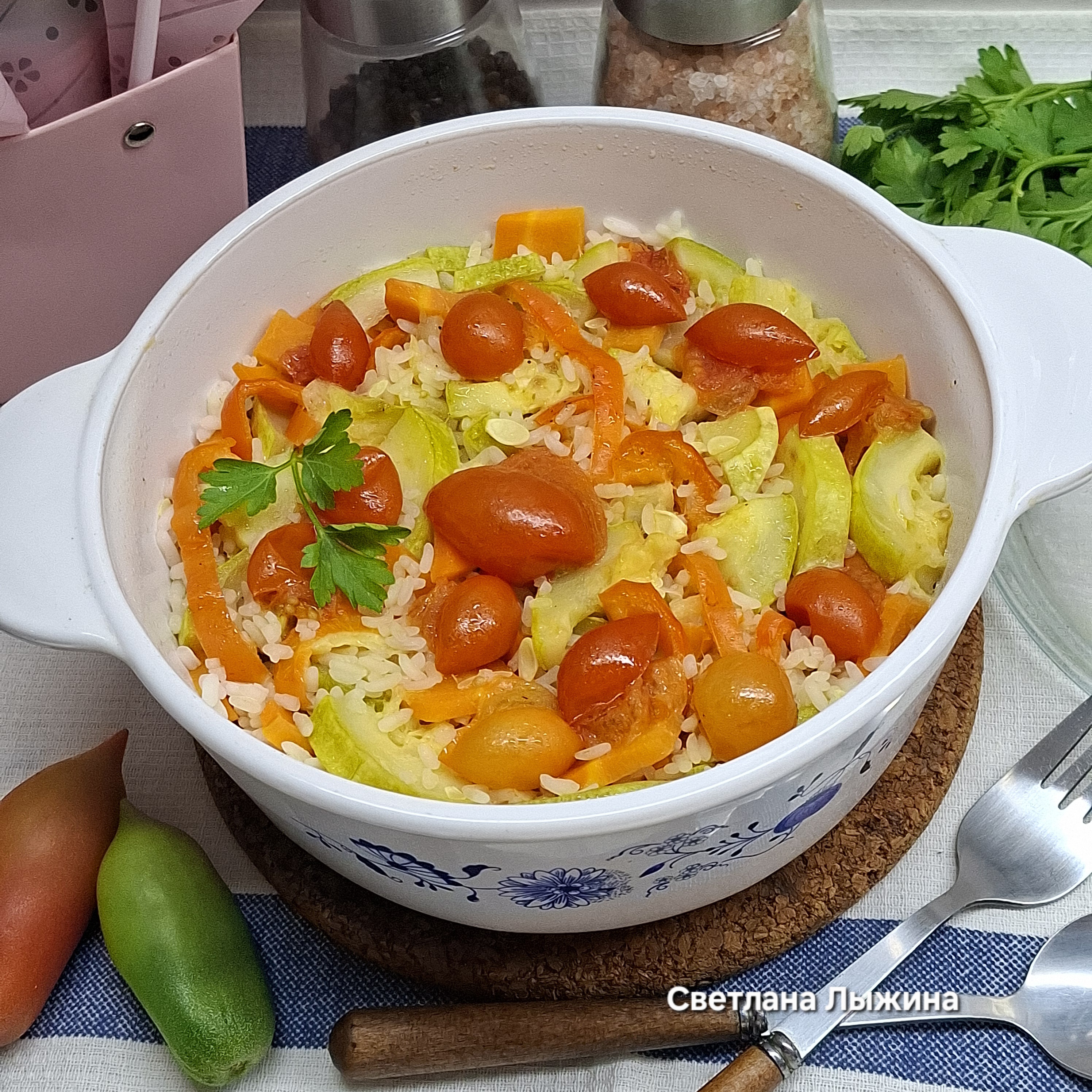 Рис с овощами в микроволновке