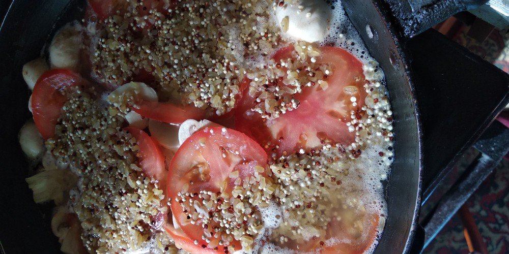 Киноа с грибами