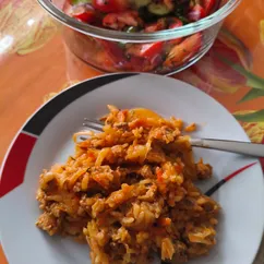 Гречка с капустой и фаршем