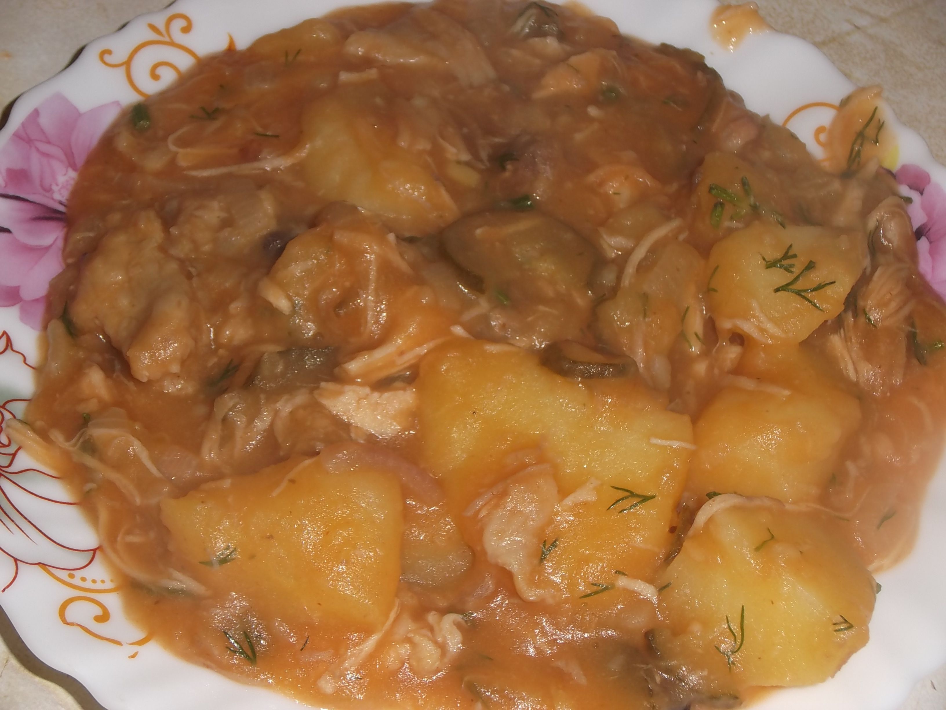 Азу из отварной индейки